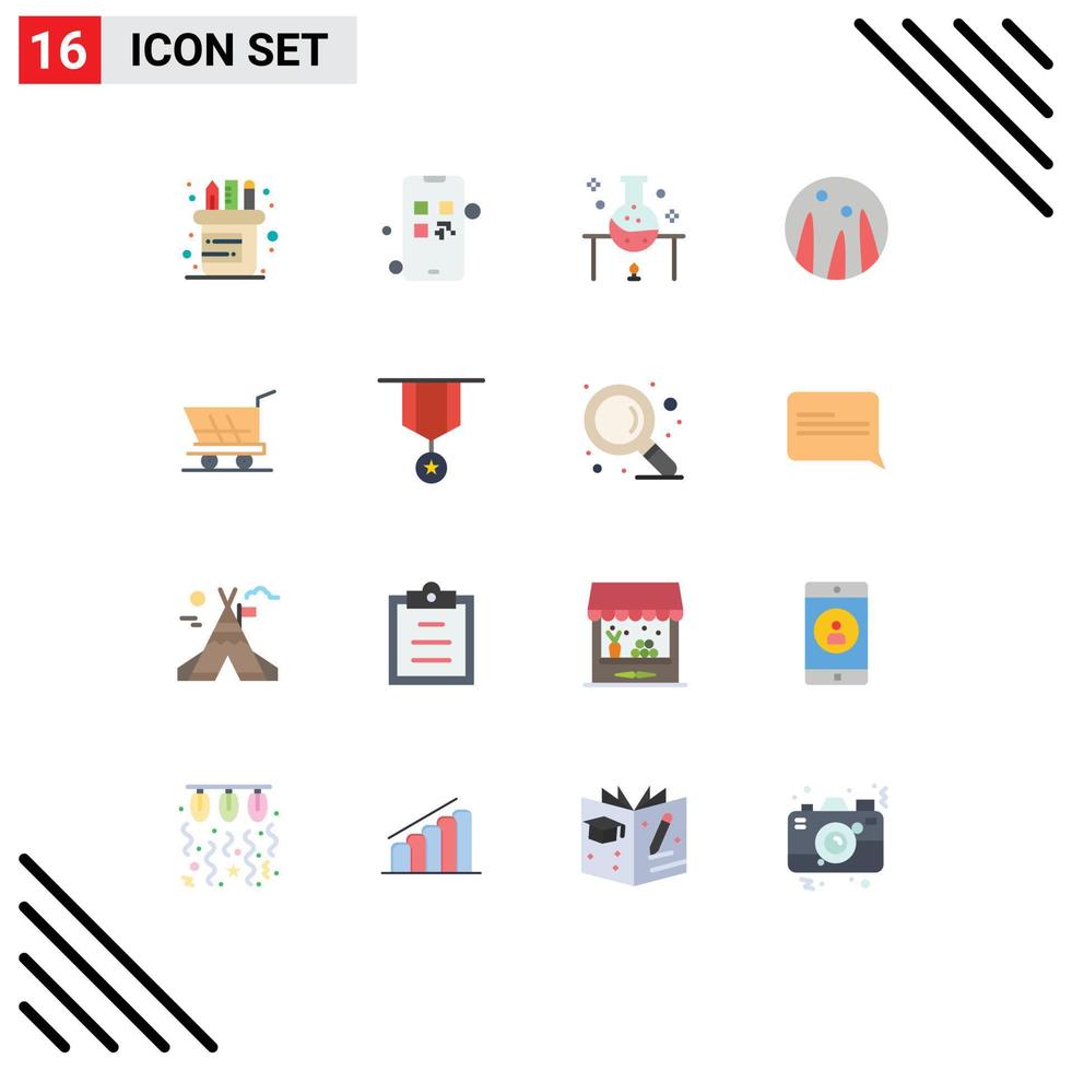 16 Creative Icons Modern Signs and Symbols of shopping cart laboratory research hair treatment hair conditioning Editable Pack of Creative Vector Design Elements