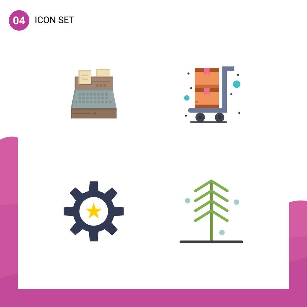 Flat Icon Pack of 4 Universal Symbols of fax management shopping shopping trolley skill Editable Vector Design Elements