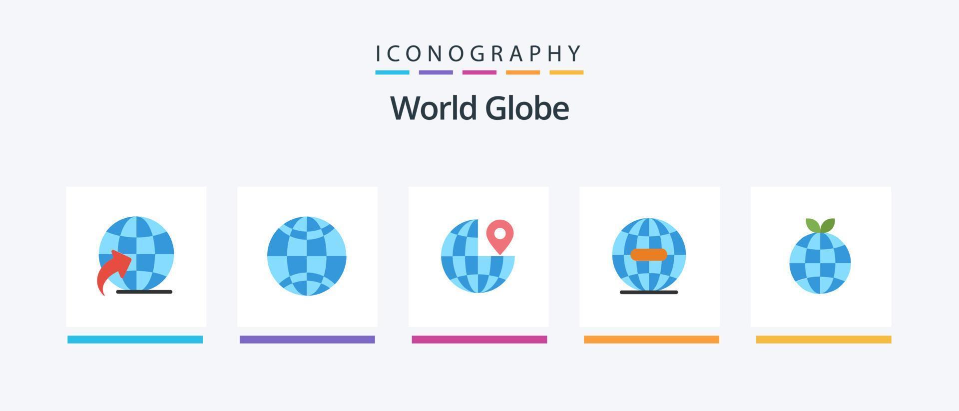 paquete de iconos de globo plano 5 que incluye. globo. alfiler. ecología. Internet. diseño de iconos creativos vector