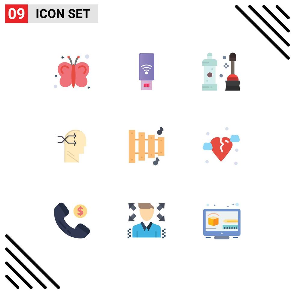 9 Flat Color concept for Websites Mobile and Apps equipment thinking bathroom brian mental chang Editable Vector Design Elements