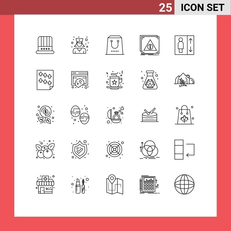 Modern Set of 25 Lines and symbols such as elevator server commerce denied error Editable Vector Design Elements