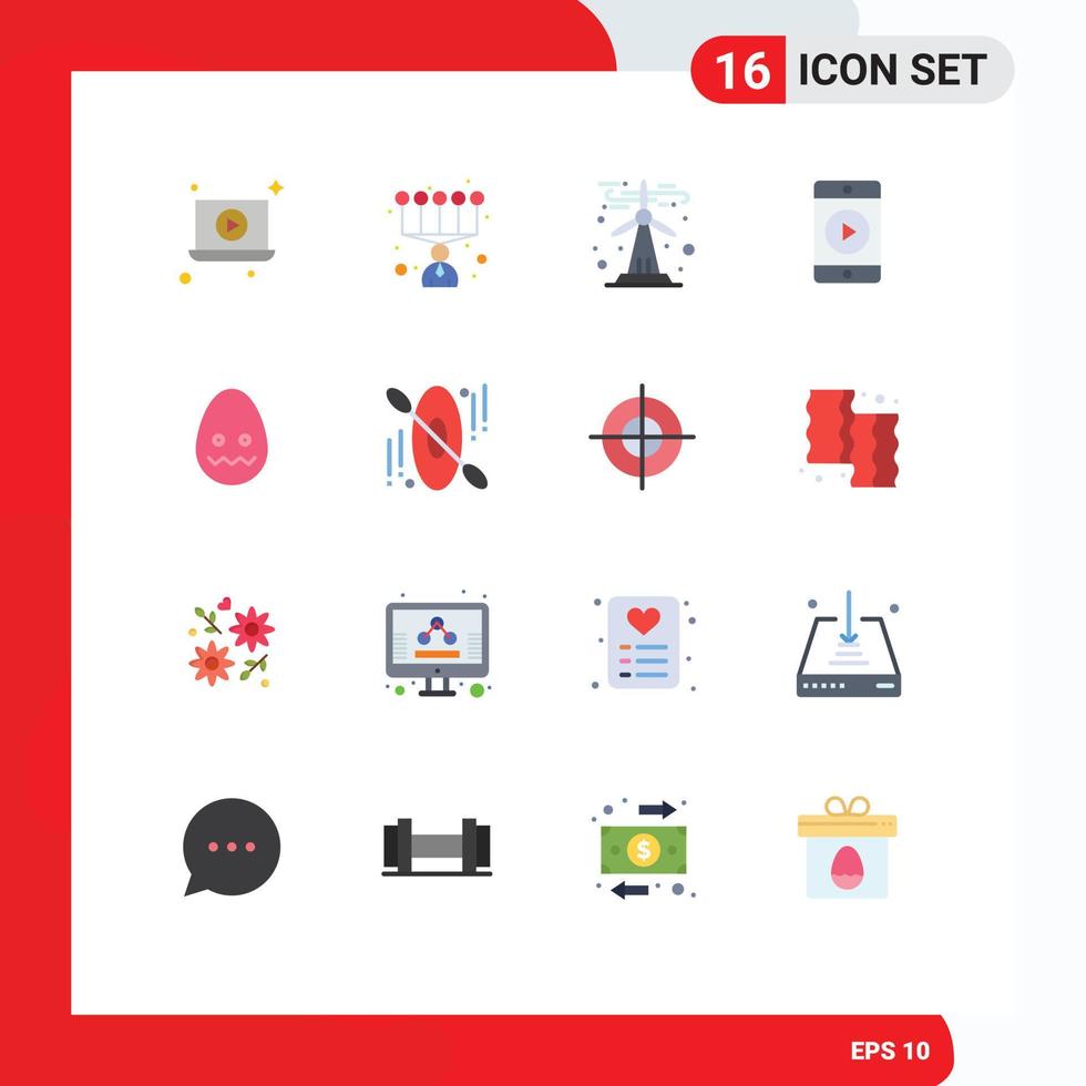 Stock Vector Icon Pack of 16 Line Signs and Symbols for canoe easter renewable decoration play Editable Pack of Creative Vector Design Elements