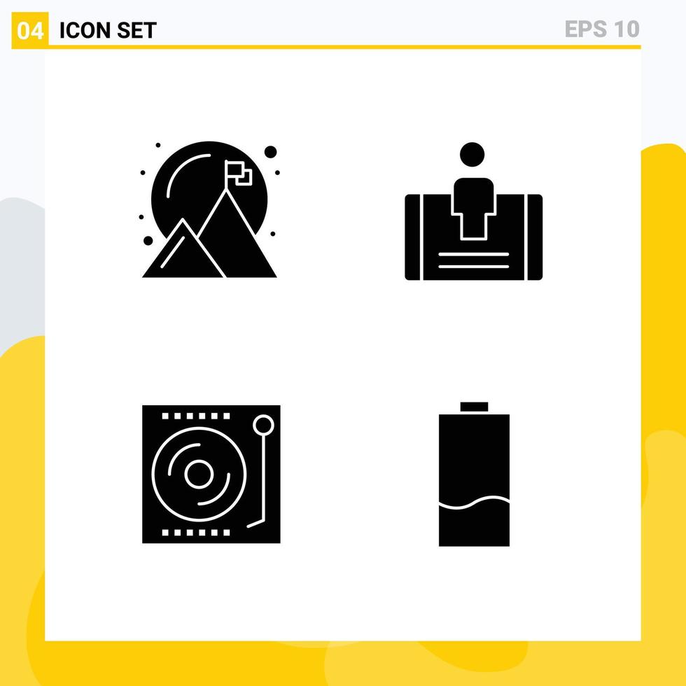 Mobile Interface Solid Glyph Set of Pictograms of achieved dj success mobile turntable Editable Vector Design Elements