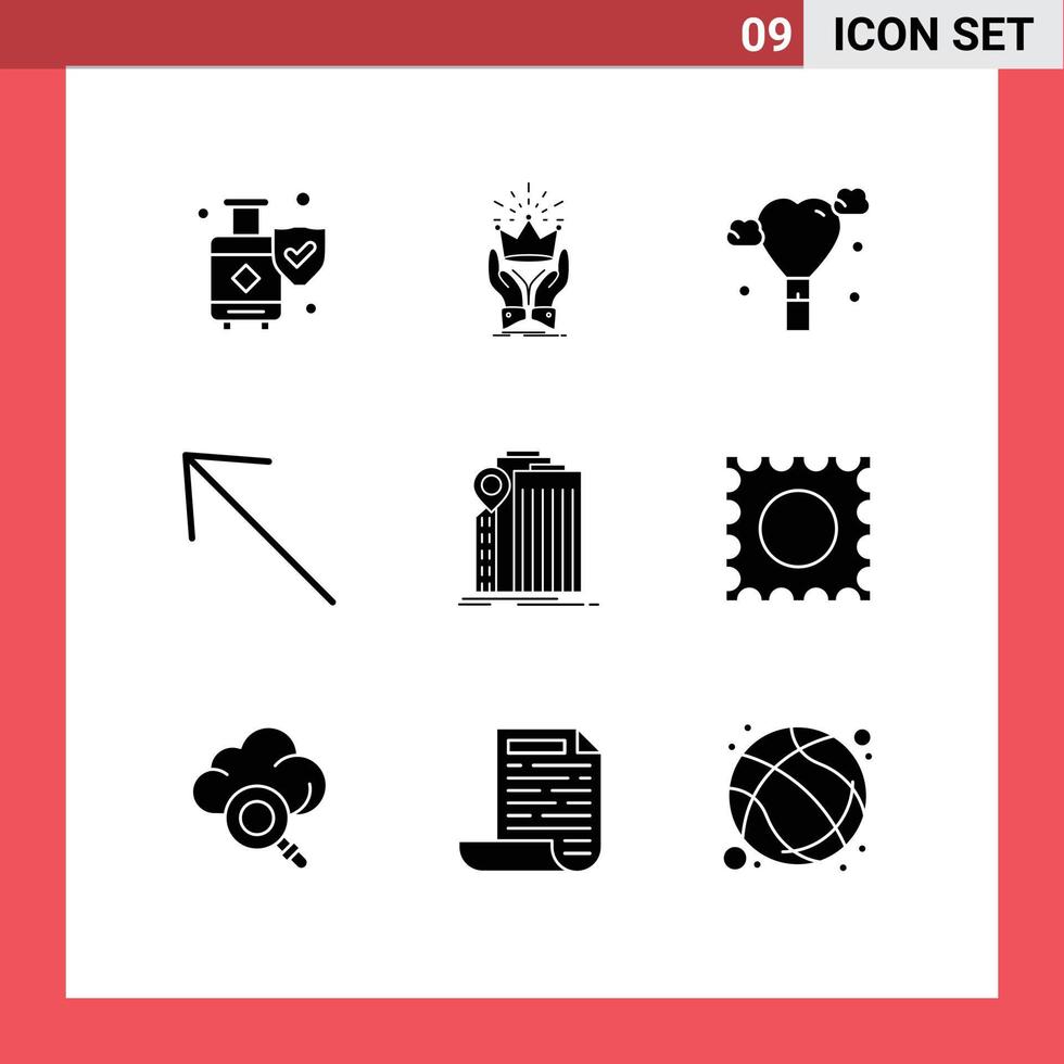 conjunto de 9 iconos modernos de la interfaz de usuario signos de símbolos para la construcción de elementos de diseño vectorial editables de la flecha hacia arriba real del banco vector