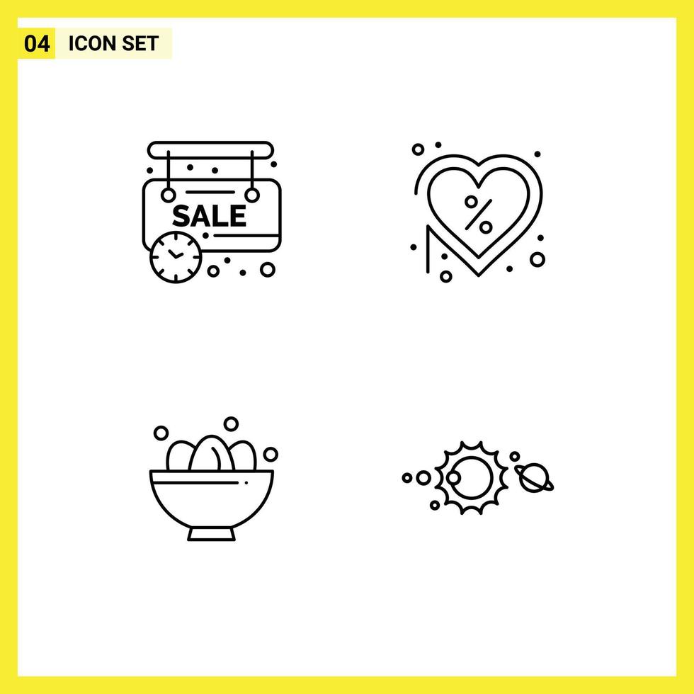 Stock Vector Icon Pack of 4 Line Signs and Symbols for limited bowl online shop heart easter Editable Vector Design Elements