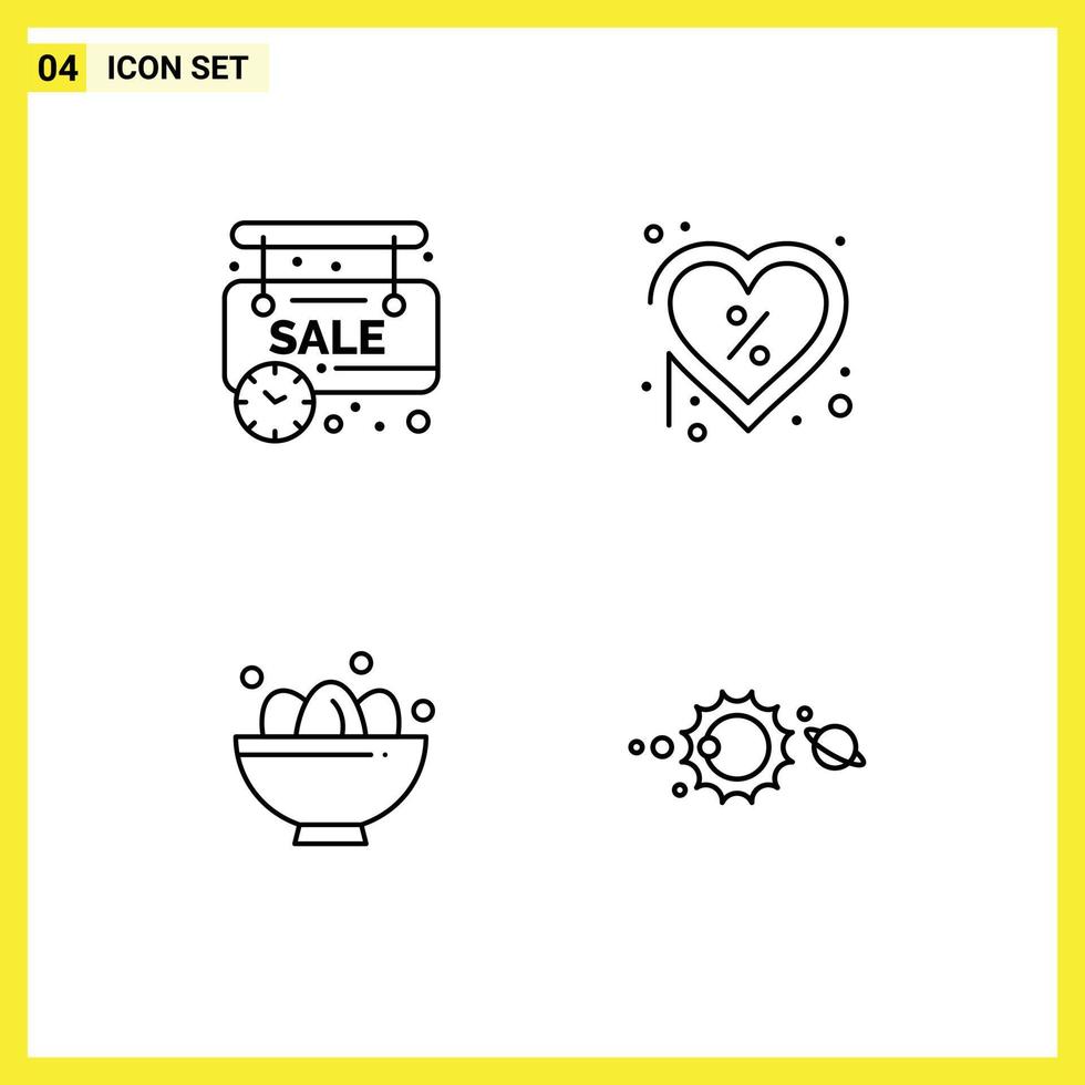 paquete de iconos de vector de stock de 4 signos y símbolos de línea para elementos de diseño de vector editables de corazón de pascua de tienda en línea de tazón limitado