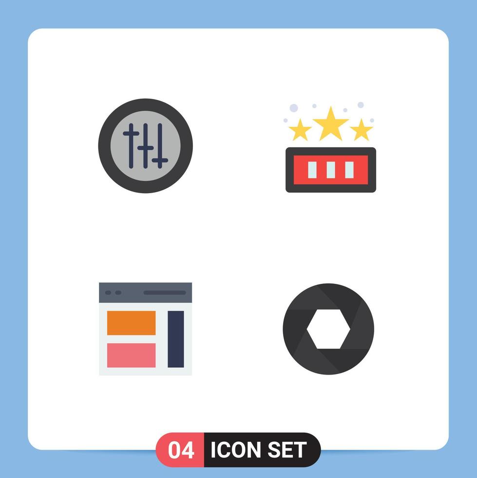 Set of 4 Modern UI Icons Symbols Signs for options right high score play user Editable Vector Design Elements