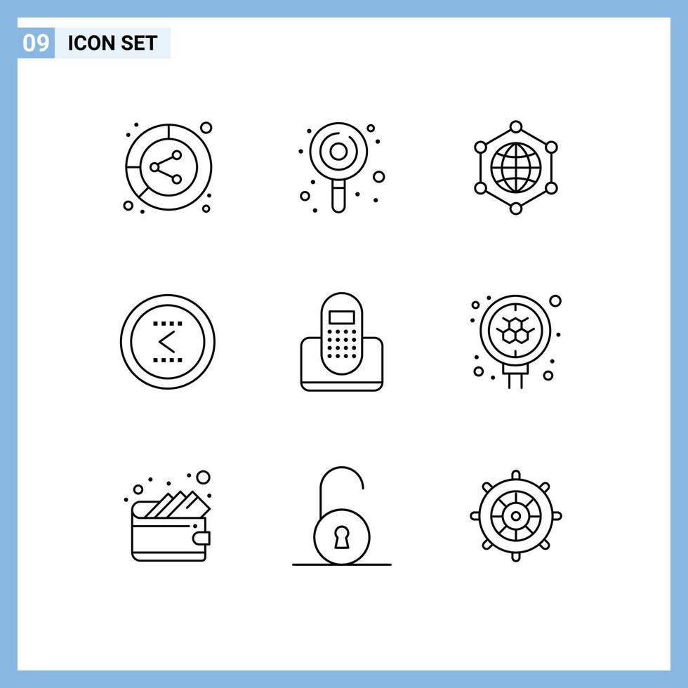 Pictogram Set of 9 Simple Outlines of call left sweets interface arrow Editable Vector Design Elements