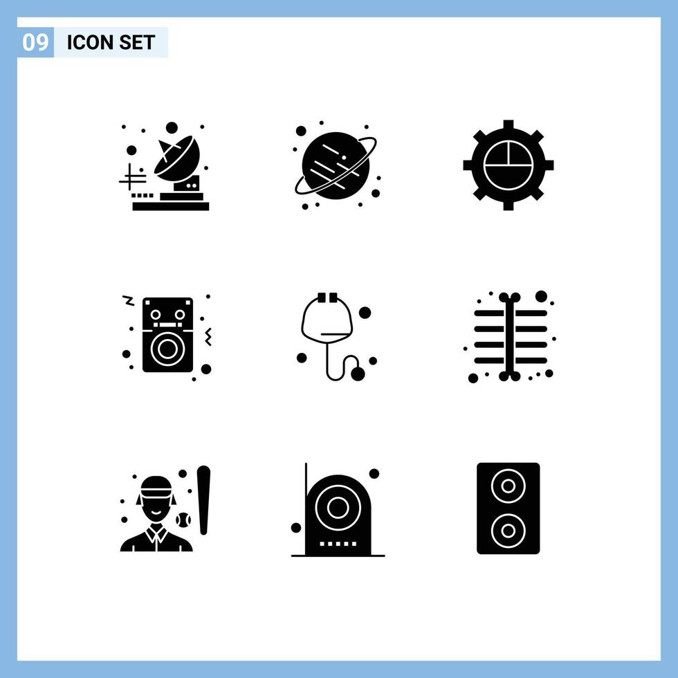 9 Universal Solid Glyph Signs Symbols of chest medical settings check ipod Editable Vector Design Elements