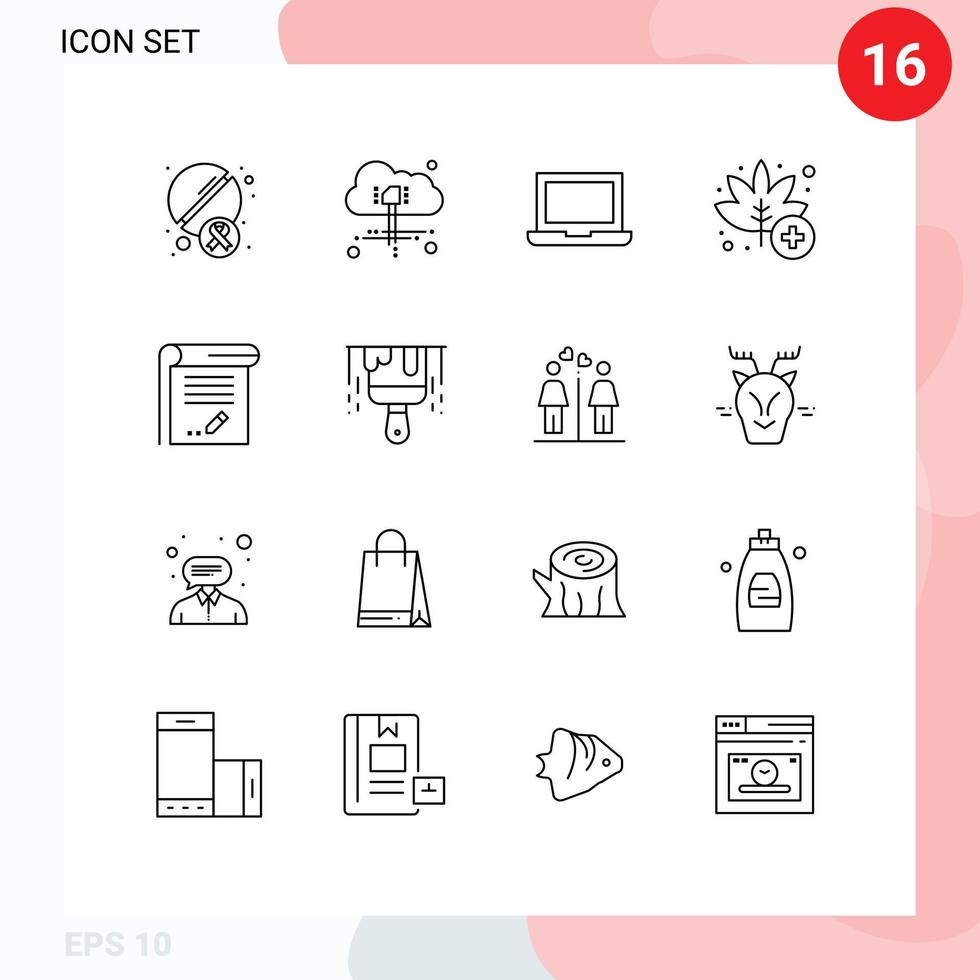 16 iconos creativos signos y símbolos modernos de nota educación portátil documento medicina elementos de diseño vectorial editables vector