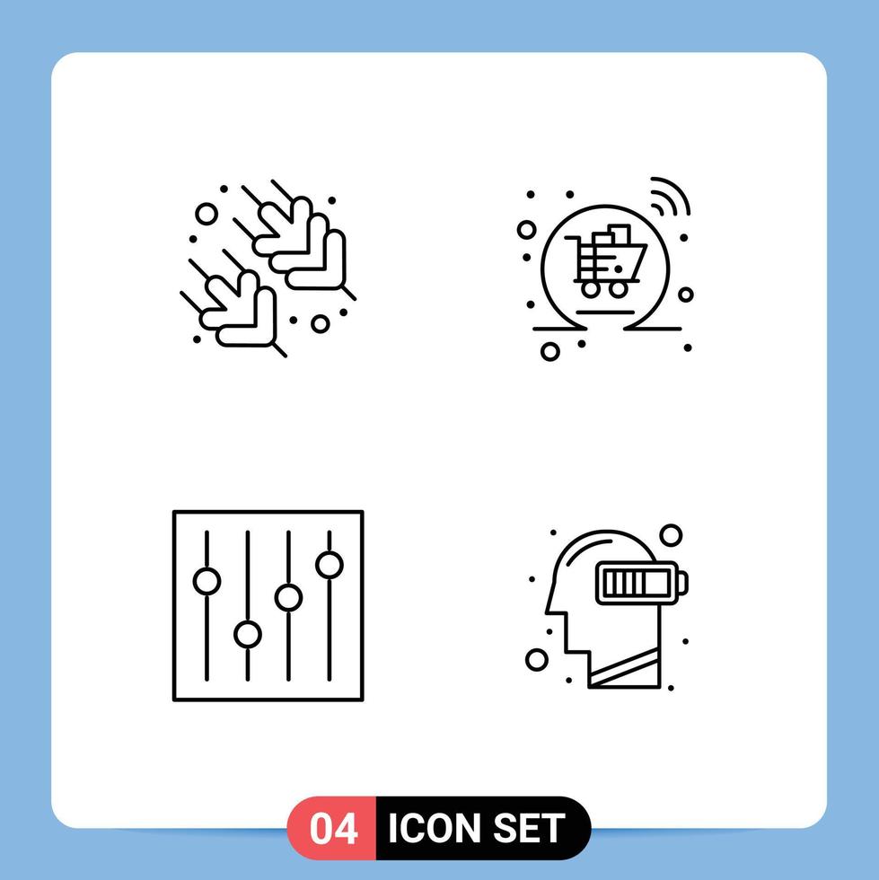 4 colores planos de línea de relleno de vector temático y símbolos editables de elementos de diseño de vector editables de agotamiento de compras de canasta de ajuste de arroz