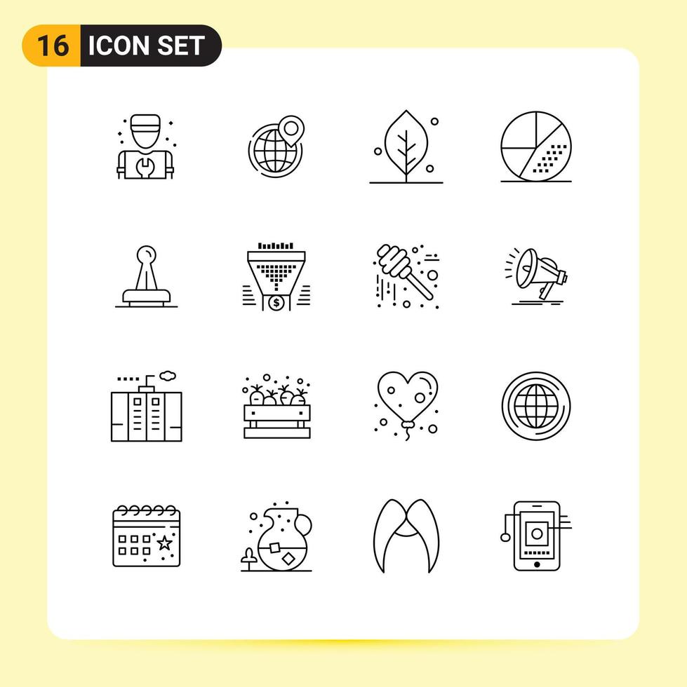 Set of 16 Commercial Outlines pack for search media point engine nature Editable Vector Design Elements