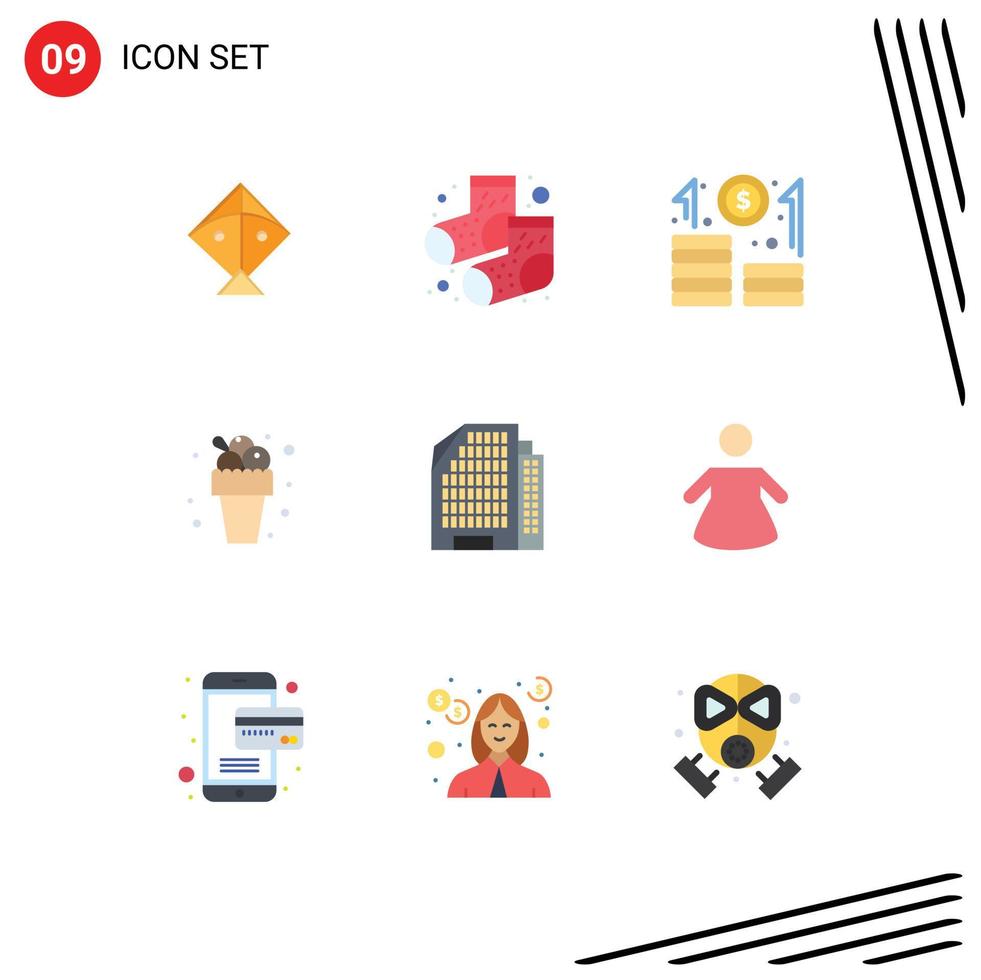 User Interface Pack of 9 Basic Flat Colors of people building growth apartment sweet Editable Vector Design Elements
