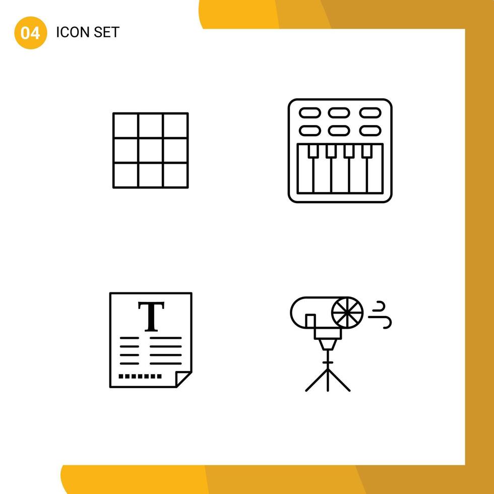Universal Icon Symbols Group of 4 Modern Filledline Flat Colors of feed text sets multimedia fount Editable Vector Design Elements