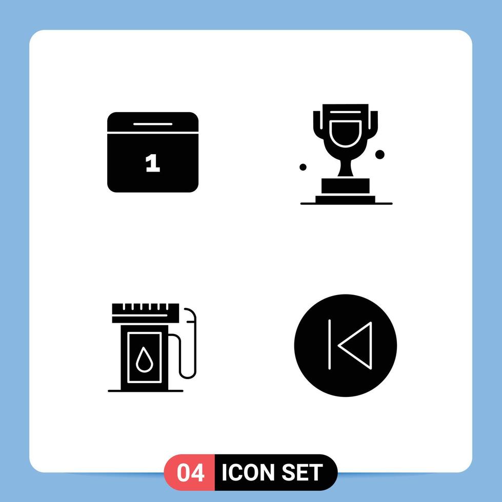 Set of 4 Modern UI Icons Symbols Signs for calender industry day trophy drop Editable Vector Design Elements