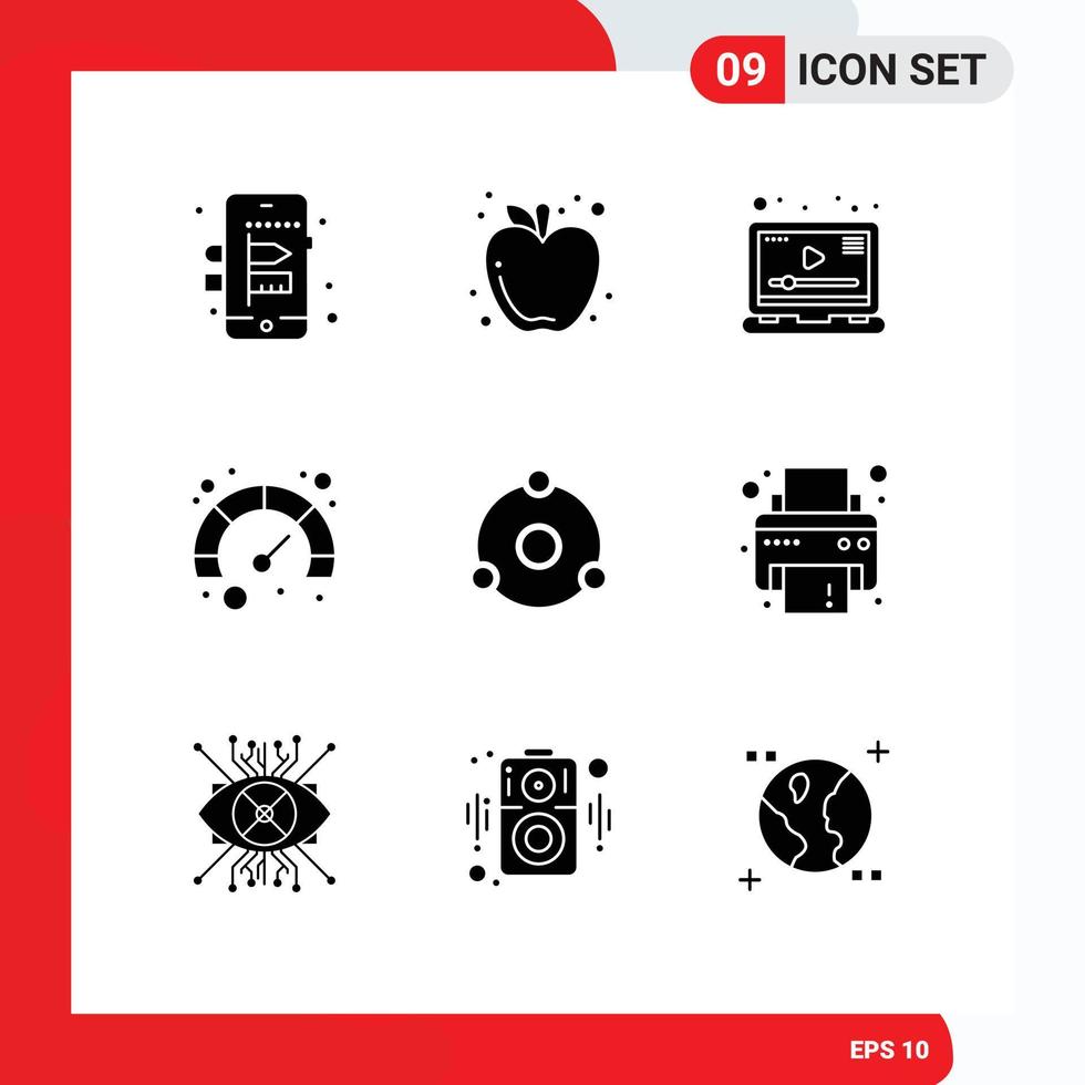 Group of 9 Modern Solid Glyphs Set for crypto currency coin player ion seo Editable Vector Design Elements