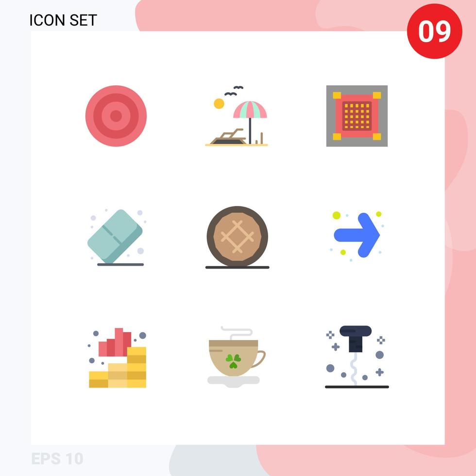9 Thematic Vector Flat Colors and Editable Symbols of bakery color creative arts grid Editable Vector Design Elements