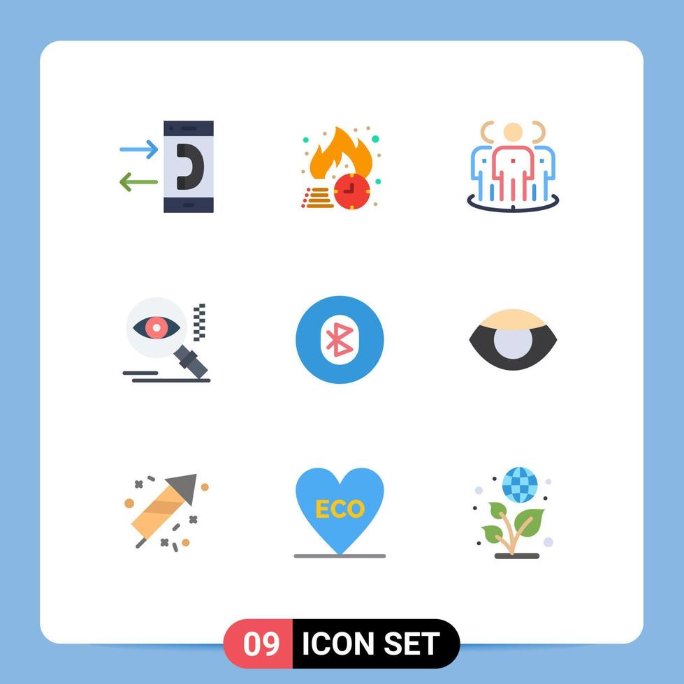 Modern Set of 9 Flat Colors and symbols such as view eye hot marketing focus Editable Vector Design Elements