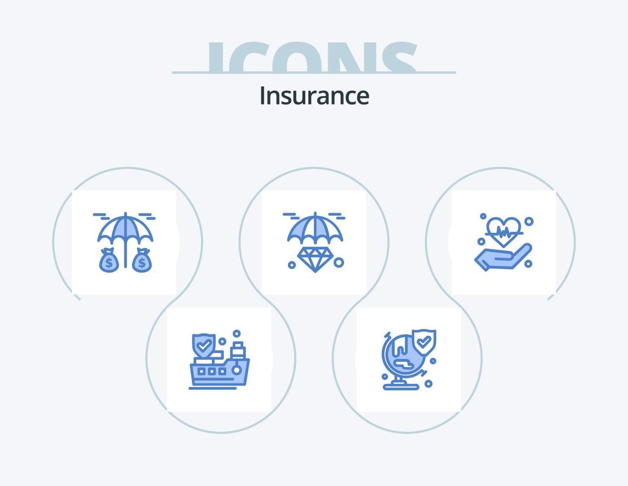 Insurance Blue Icon Pack 5 Icon Design. heart. hold. insurance. hand. insurance vector