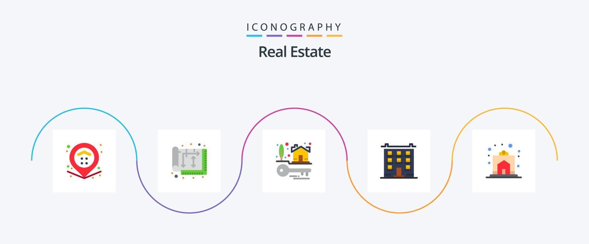 paquete de iconos de 5 pisos de bienes raíces que incluye la casa. construcción. interior. edificio. bienes raíces vector