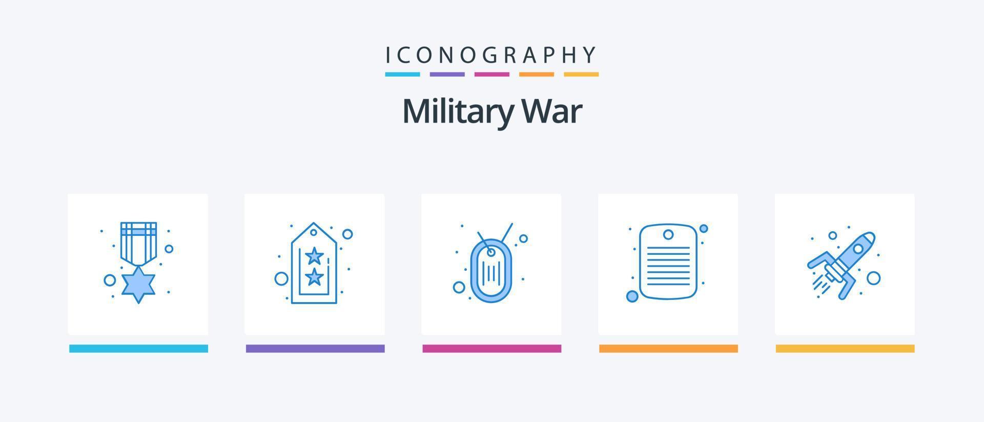 paquete de iconos de guerra militar azul 5 que incluye bomba. placa de identidad. ejército. soldado. perro. diseño de iconos creativos vector