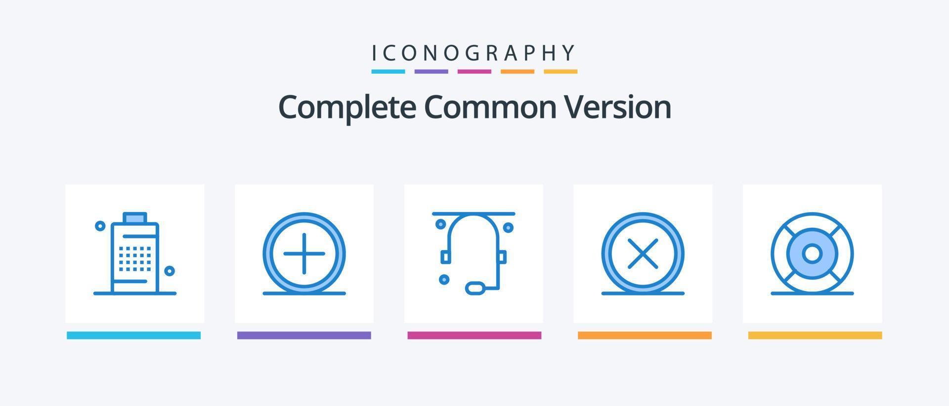 Complete Common Version Blue 5 Icon Pack Including delete. close. new. circle. help. Creative Icons Design vector