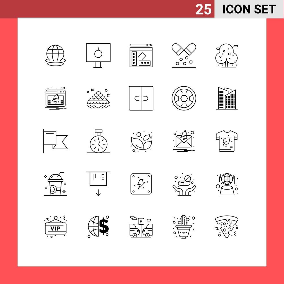 25 Thematic Vector Lines and Editable Symbols of beach medicine safety medication writer Editable Vector Design Elements