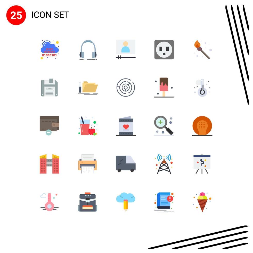 25 Creative Icons Modern Signs and Symbols of match camping monitor socket video player Editable Vector Design Elements