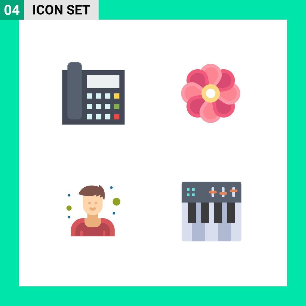 Stock Vector Icon Pack of 4 Line Signs and Symbols for call athlete contact us nature sportsman Editable Vector Design Elements