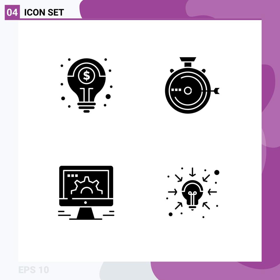 Group of Modern Solid Glyphs Set for financial computer solution optimization settings Editable Vector Design Elements