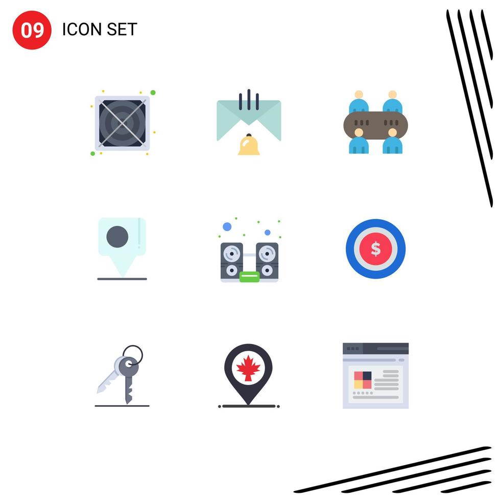 Set of 9 Modern UI Icons Symbols Signs for music computer casino bangla chat Editable Vector Design Elements