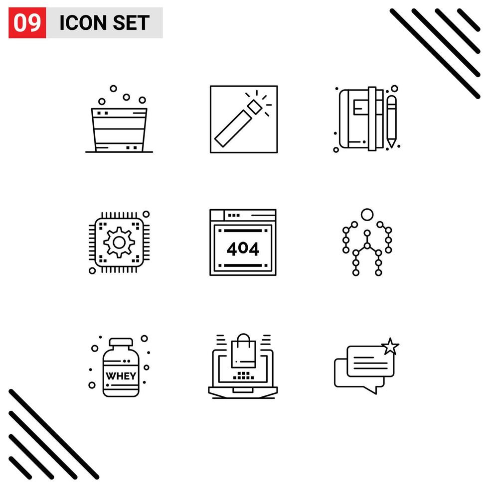 9 Universal Outline Signs Symbols of file development notepad setting news Editable Vector Design Elements