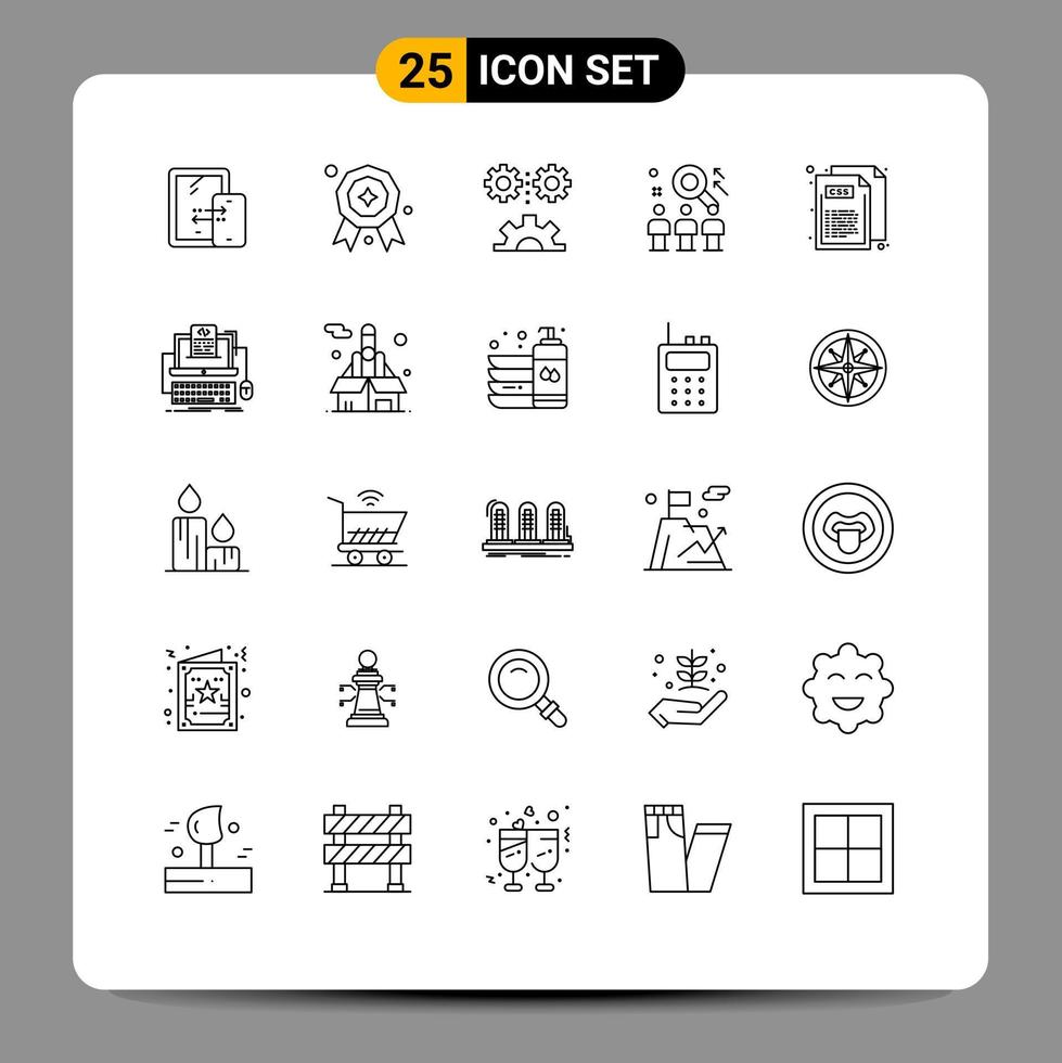 Set of 25 Modern UI Icons Symbols Signs for code user engineering team rescource Editable Vector Design Elements