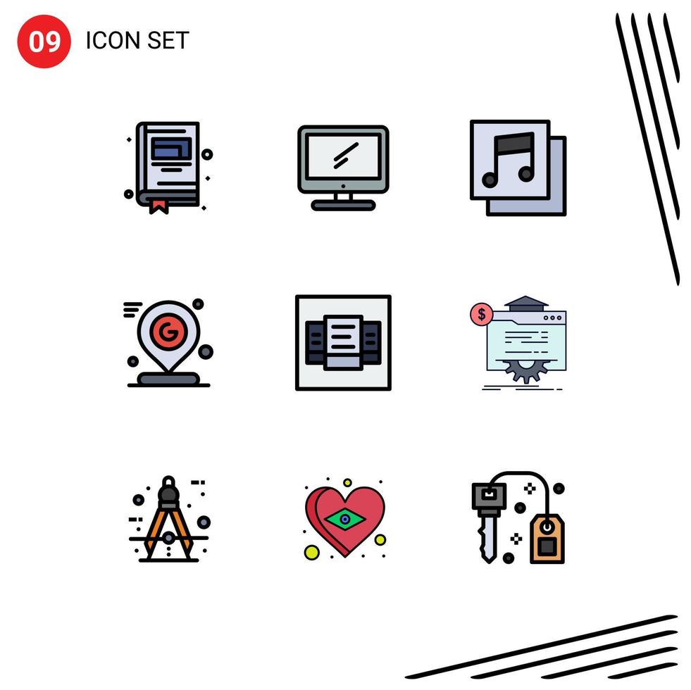Stock Vector Icon Pack of 9 Line Signs and Symbols for price mark albums location map Editable Vector Design Elements