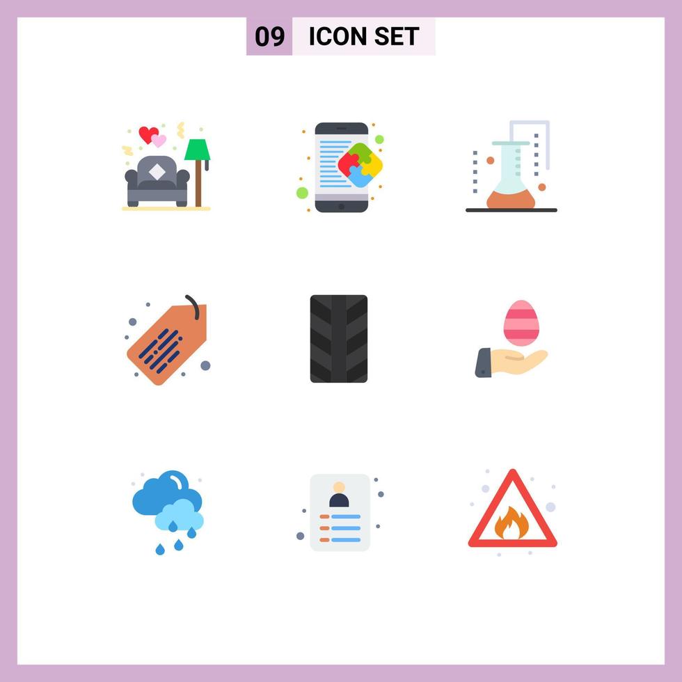 User Interface Pack of 9 Basic Flat Colors of tires label solution tag science of matter Editable Vector Design Elements