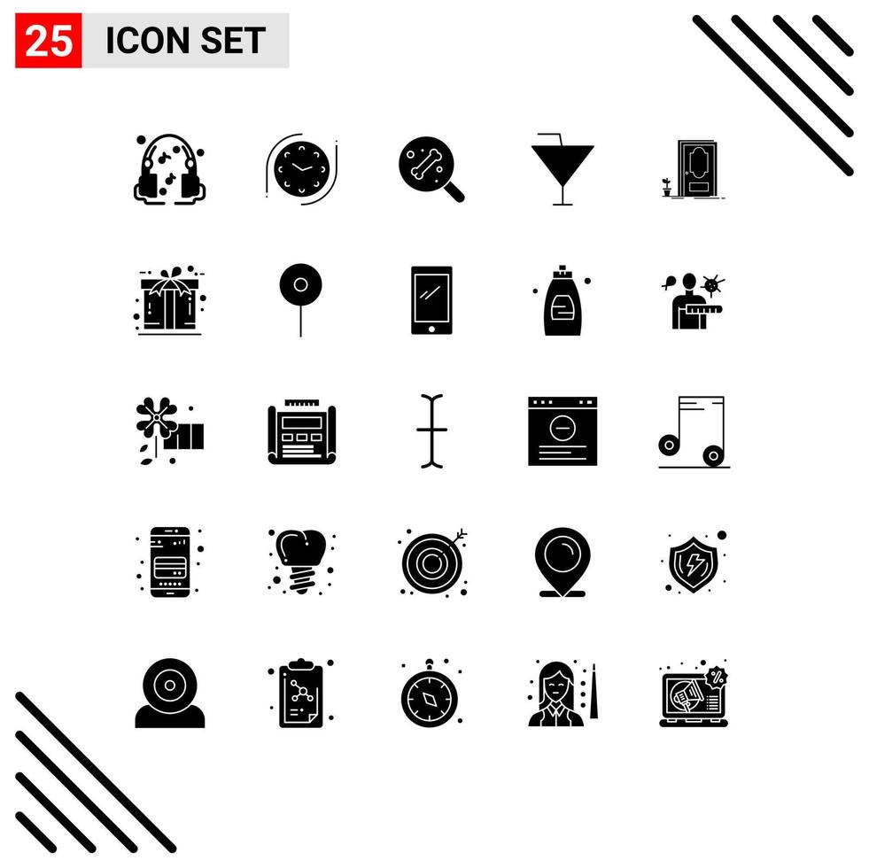 25 Universal Solid Glyphs Set for Web and Mobile Applications ecommerce wood science closed party Editable Vector Design Elements