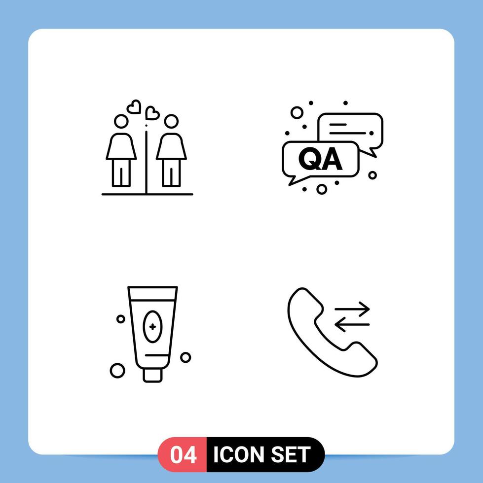 4 Creative Icons Modern Signs and Symbols of love face signs question answer Editable Vector Design Elements