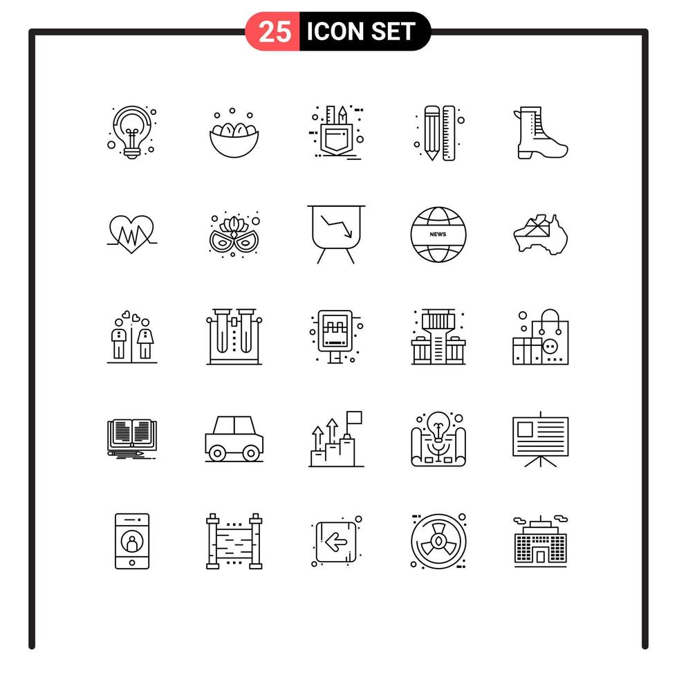 Set of 25 Commercial Lines pack for design line nest draw sketch Editable Vector Design Elements