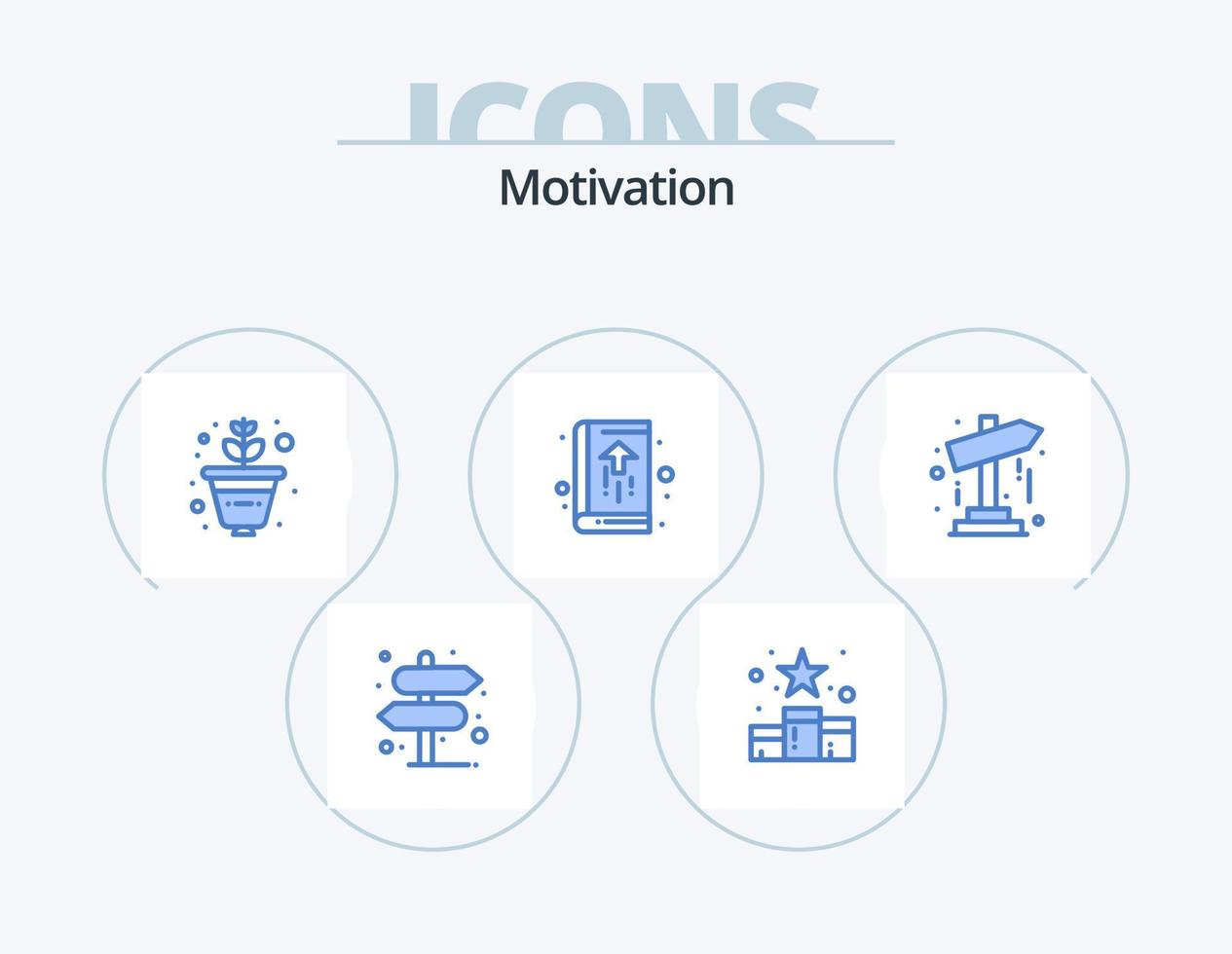 Motivation Blue Icon Pack 5 Icon Design. direction. growth. social. business. agenda vector