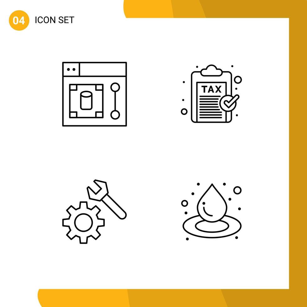 User Interface Pack of 4 Basic Filledline Flat Colors of web setting tool money gear Editable Vector Design Elements