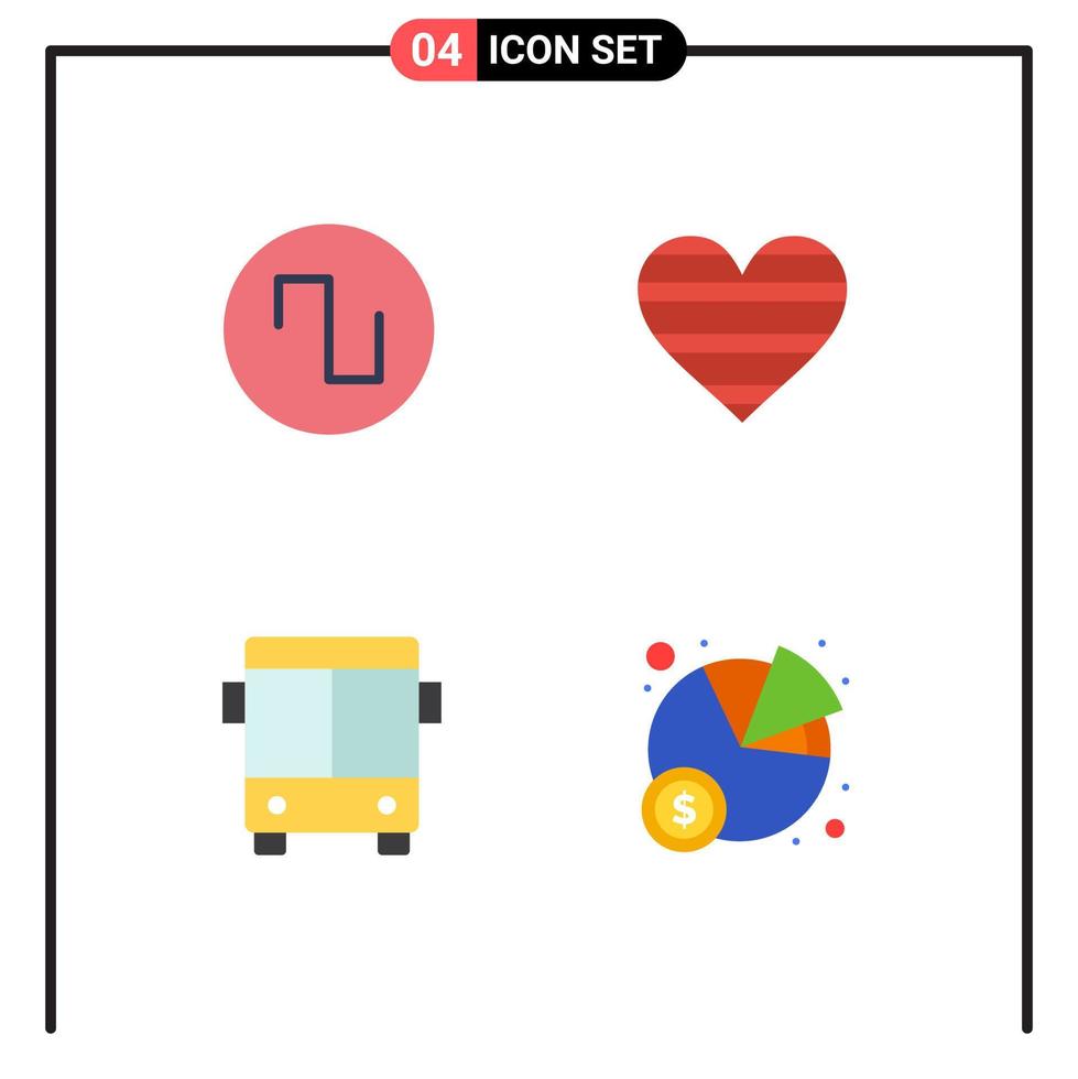 Set of 4 Commercial Flat Icons pack for sound bus heart favorite vehicle Editable Vector Design Elements