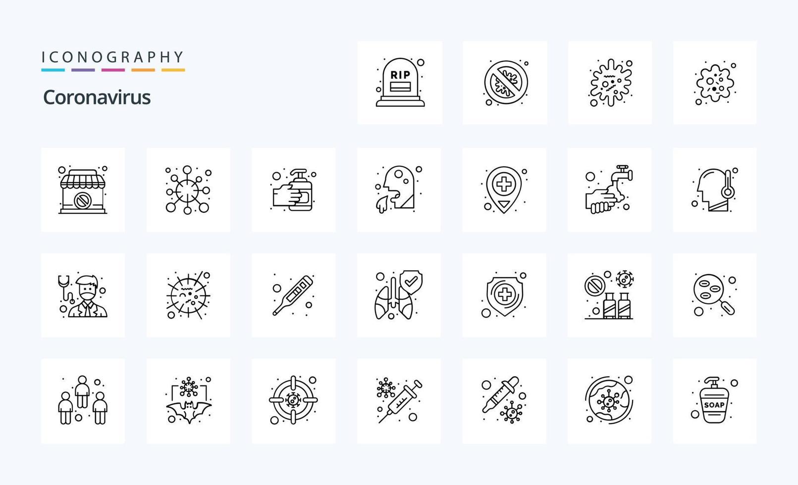 25 Coronavirus Line icon pack vector