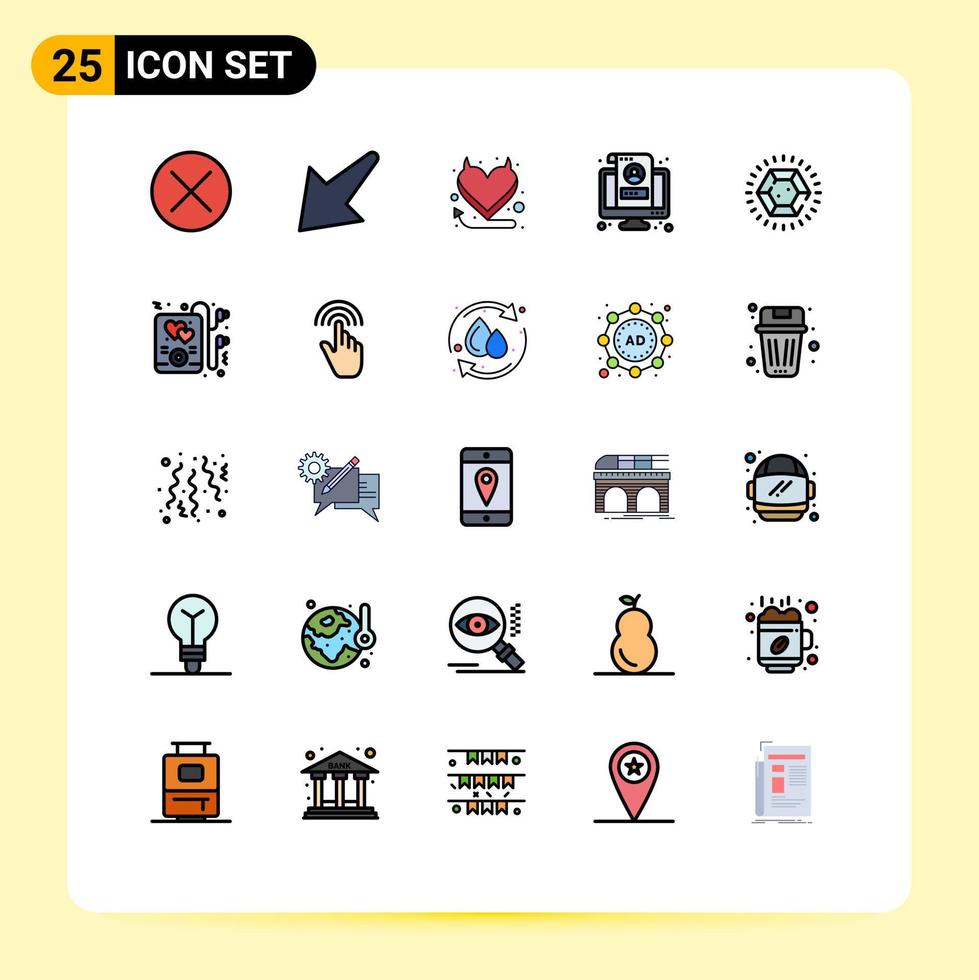 25 iconos creativos signos y símbolos modernos de perfil de joyería pantalla del diablo elementos de diseño vectorial editables lcd vector