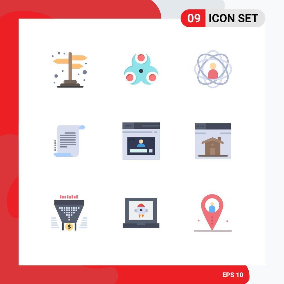 Modern Set of 9 Flat Colors Pictograph of internet scenario abilities novel skills Editable Vector Design Elements
