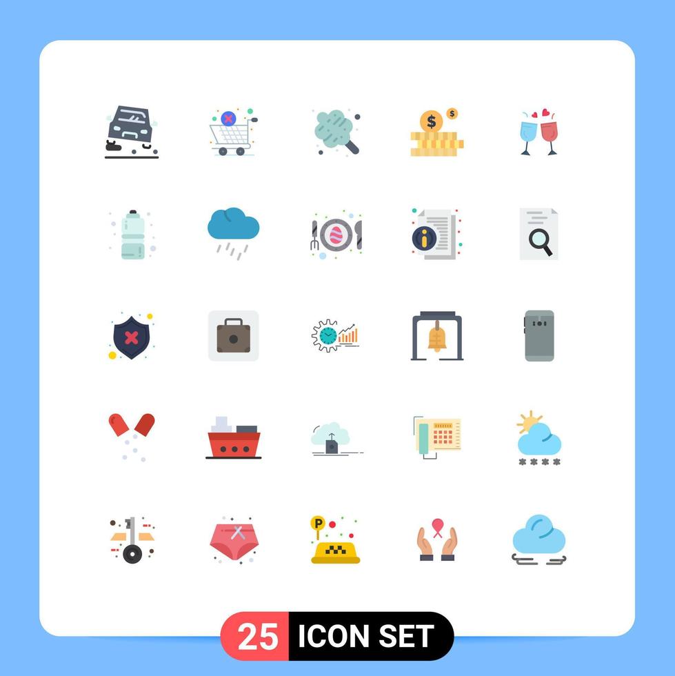 Modern Set of 25 Flat Colors Pictograph of drink glass cotton candy money budget Editable Vector Design Elements