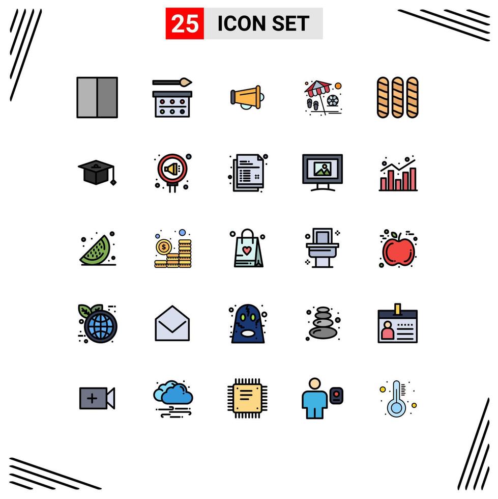 25 iconos creativos signos y símbolos modernos de pan anuncian jugar paraguas elementos de diseño vectorial editables vector