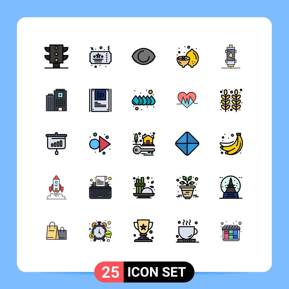Set of 25 Modern UI Icons Symbols Signs for heat heater face fruit food Editable Vector Design Elements