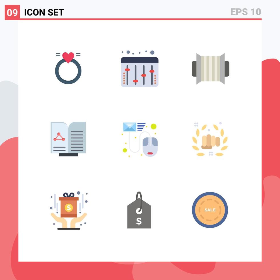 9 Universal Flat Colors Set for Web and Mobile Applications file data audio book test Editable Vector Design Elements
