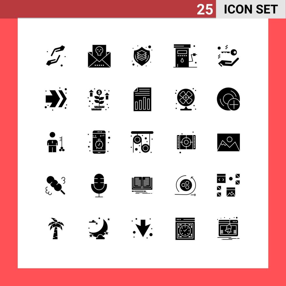 Set of 25 Modern UI Icons Symbols Signs for petrol energy horror thinking graphic Editable Vector Design Elements
