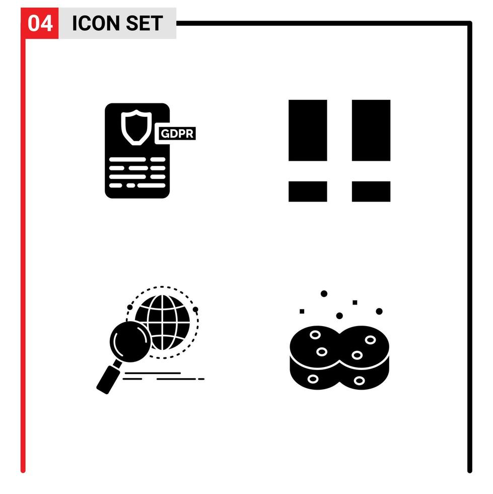Set of 4 Commercial Solid Glyphs pack for controller globe project layout research Editable Vector Design Elements